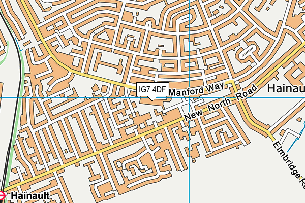 IG7 4DF map - OS VectorMap District (Ordnance Survey)