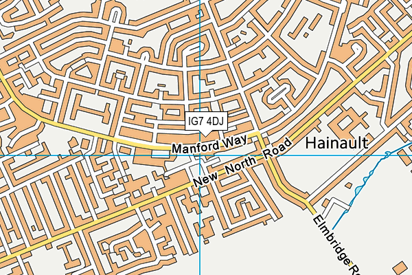 IG7 4DJ map - OS VectorMap District (Ordnance Survey)