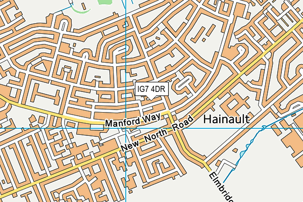 IG7 4DR map - OS VectorMap District (Ordnance Survey)