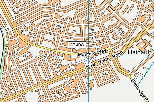 IG7 4DW map - OS VectorMap District (Ordnance Survey)
