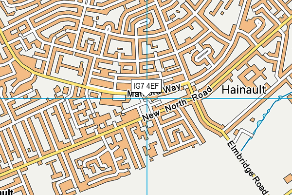 IG7 4EF map - OS VectorMap District (Ordnance Survey)