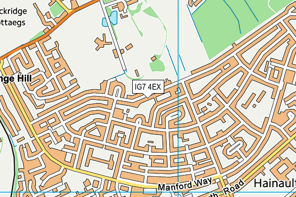 IG7 4EX map - OS VectorMap District (Ordnance Survey)