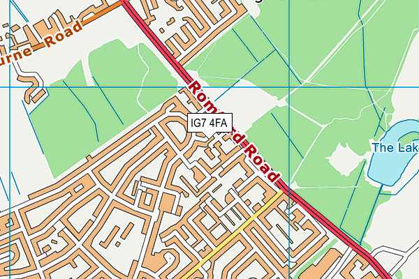 IG7 4FA map - OS VectorMap District (Ordnance Survey)