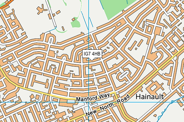 IG7 4HB map - OS VectorMap District (Ordnance Survey)