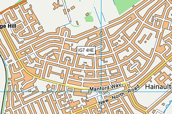 IG7 4HE map - OS VectorMap District (Ordnance Survey)