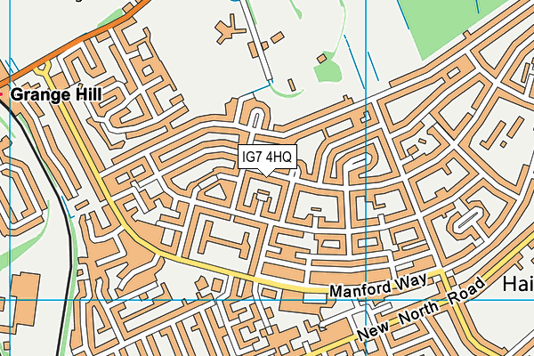 IG7 4HQ map - OS VectorMap District (Ordnance Survey)