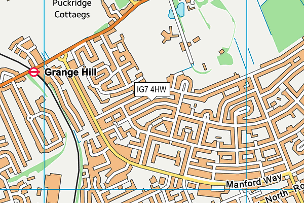 IG7 4HW map - OS VectorMap District (Ordnance Survey)