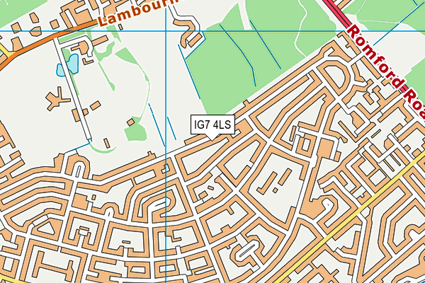 IG7 4LS map - OS VectorMap District (Ordnance Survey)