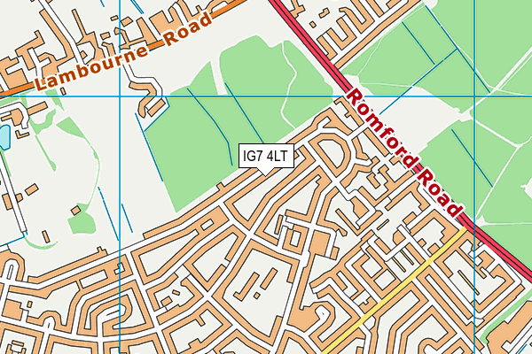 IG7 4LT map - OS VectorMap District (Ordnance Survey)