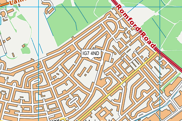 IG7 4ND map - OS VectorMap District (Ordnance Survey)
