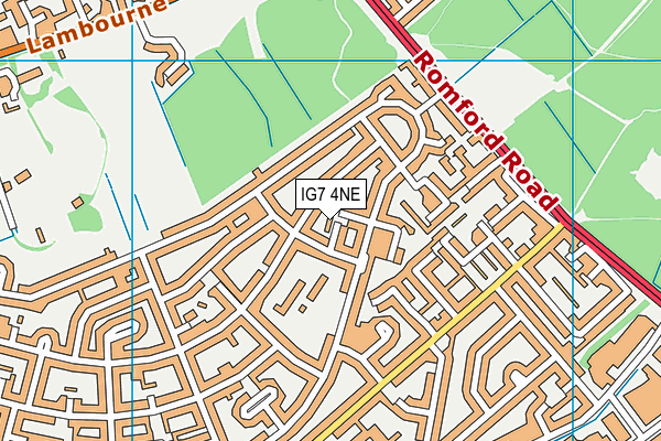 IG7 4NE map - OS VectorMap District (Ordnance Survey)