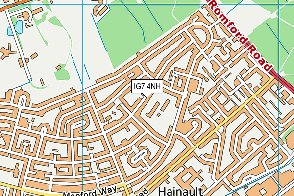 IG7 4NH map - OS VectorMap District (Ordnance Survey)