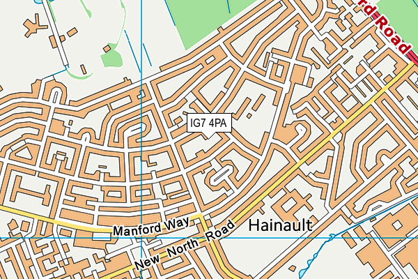 IG7 4PA map - OS VectorMap District (Ordnance Survey)