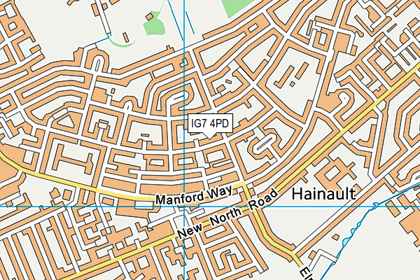 IG7 4PD map - OS VectorMap District (Ordnance Survey)