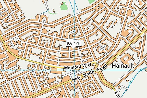 IG7 4PF map - OS VectorMap District (Ordnance Survey)