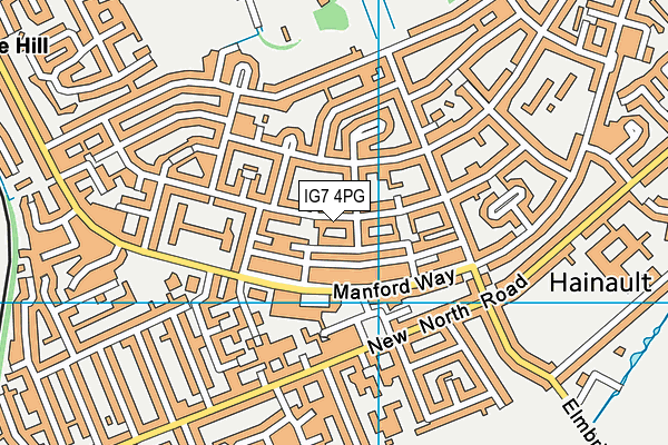 IG7 4PG map - OS VectorMap District (Ordnance Survey)