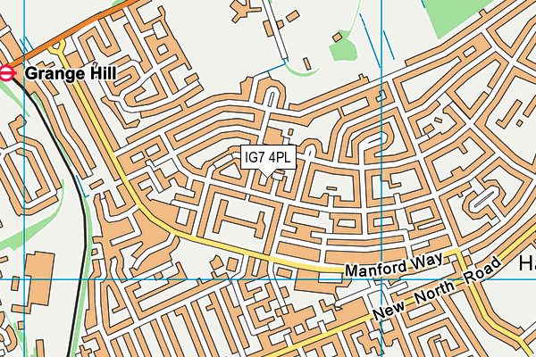 IG7 4PL map - OS VectorMap District (Ordnance Survey)