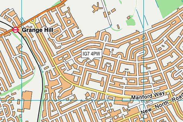IG7 4PW map - OS VectorMap District (Ordnance Survey)