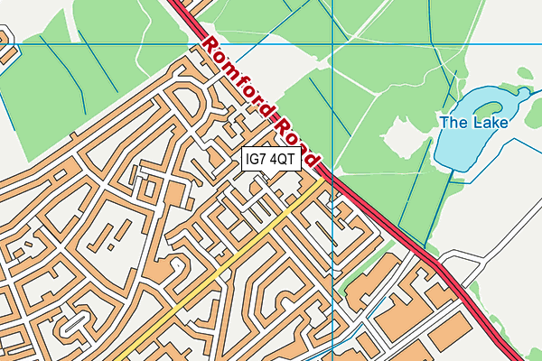IG7 4QT map - OS VectorMap District (Ordnance Survey)