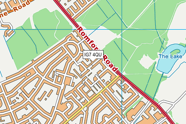 IG7 4QU map - OS VectorMap District (Ordnance Survey)