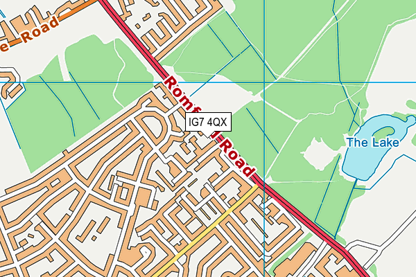 IG7 4QX map - OS VectorMap District (Ordnance Survey)