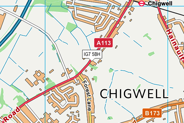 Chigwell Golf Club map (IG7 5BH) - OS VectorMap District (Ordnance Survey)