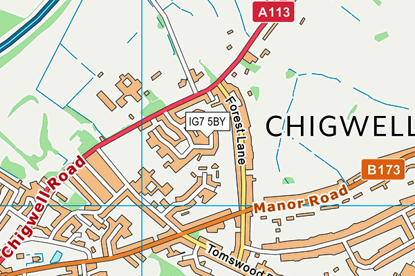 IG7 5BY map - OS VectorMap District (Ordnance Survey)
