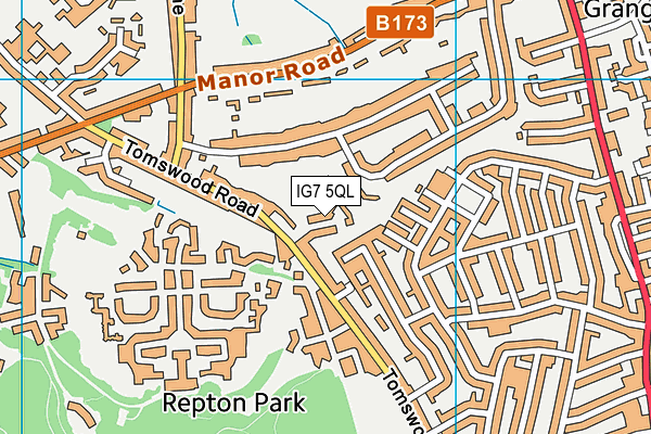 IG7 5QL map - OS VectorMap District (Ordnance Survey)