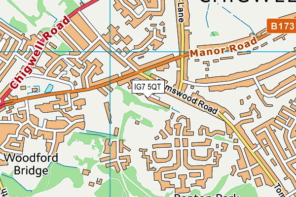 IG7 5QT map - OS VectorMap District (Ordnance Survey)