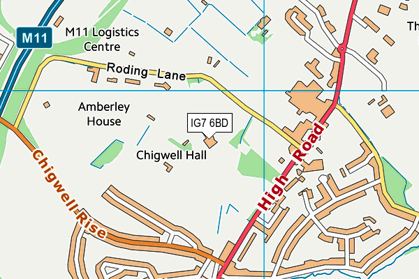 Chigwell Sports Club map (IG7 6BD) - OS VectorMap District (Ordnance Survey)