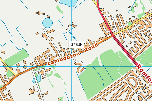 IG7 6JN map - OS VectorMap District (Ordnance Survey)