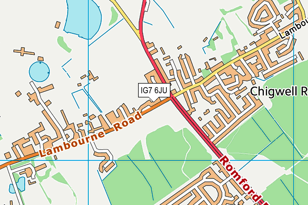 Chigwell Row Recreational Ground map (IG7 6JU) - OS VectorMap District (Ordnance Survey)