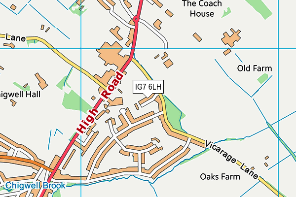 IG7 6LH map - OS VectorMap District (Ordnance Survey)