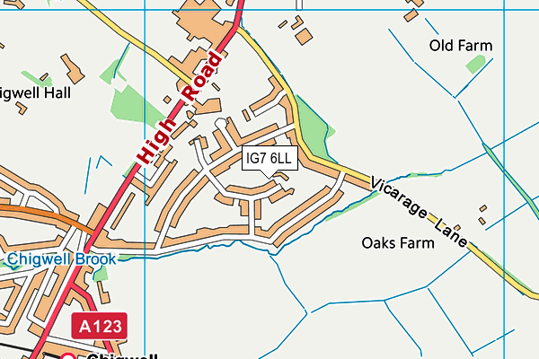 IG7 6LL map - OS VectorMap District (Ordnance Survey)