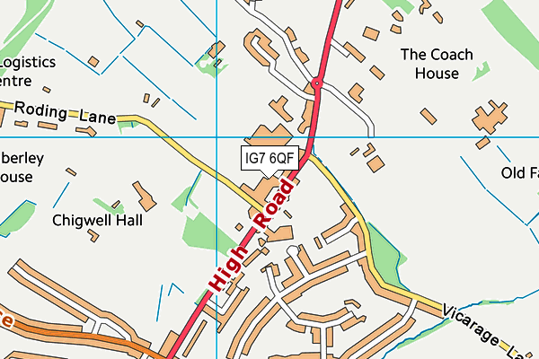 Chigwell School map (IG7 6QF) - OS VectorMap District (Ordnance Survey)