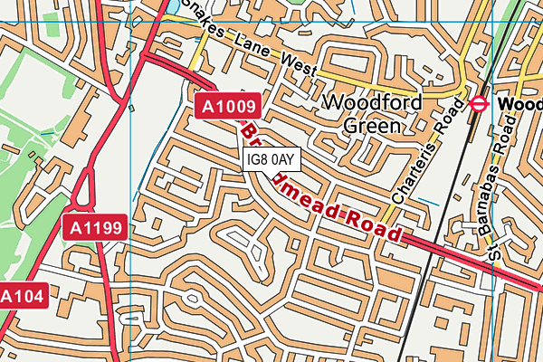 IG8 0AY map - OS VectorMap District (Ordnance Survey)