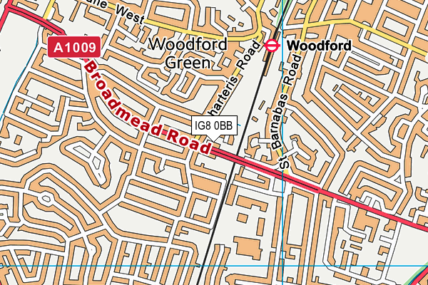 IG8 0BB map - OS VectorMap District (Ordnance Survey)