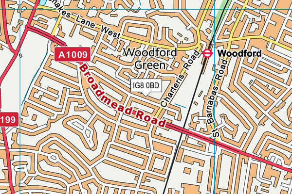 IG8 0BD map - OS VectorMap District (Ordnance Survey)