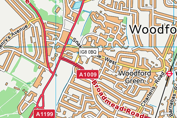 IG8 0BQ map - OS VectorMap District (Ordnance Survey)