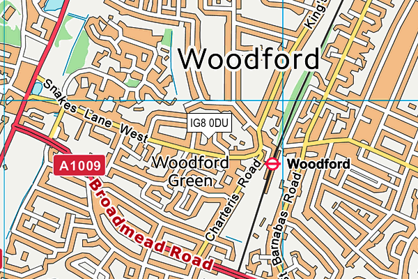 IG8 0DU map - OS VectorMap District (Ordnance Survey)