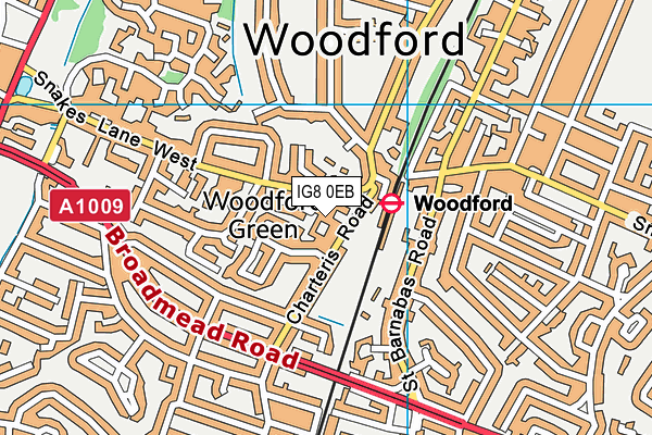 IG8 0EB map - OS VectorMap District (Ordnance Survey)