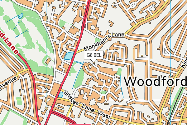 IG8 0EL map - OS VectorMap District (Ordnance Survey)