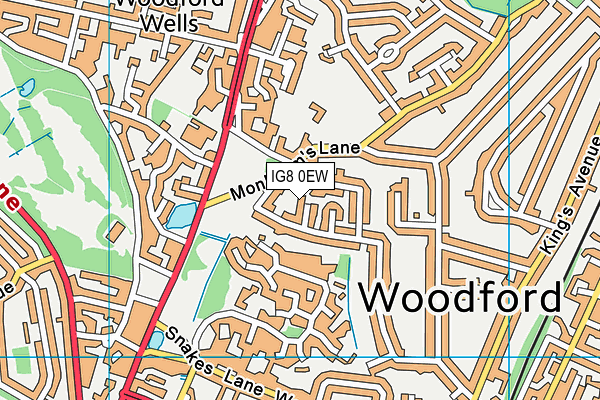 IG8 0EW map - OS VectorMap District (Ordnance Survey)