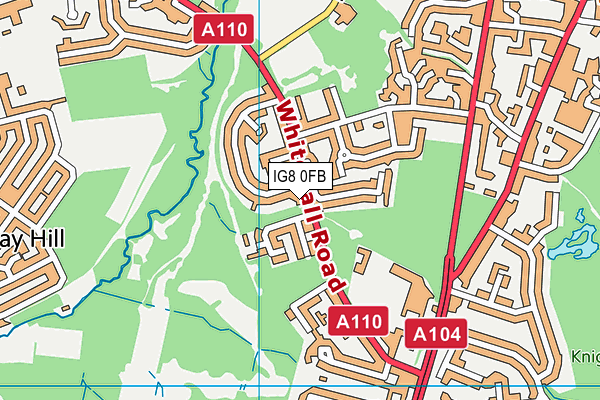 IG8 0FB map - OS VectorMap District (Ordnance Survey)