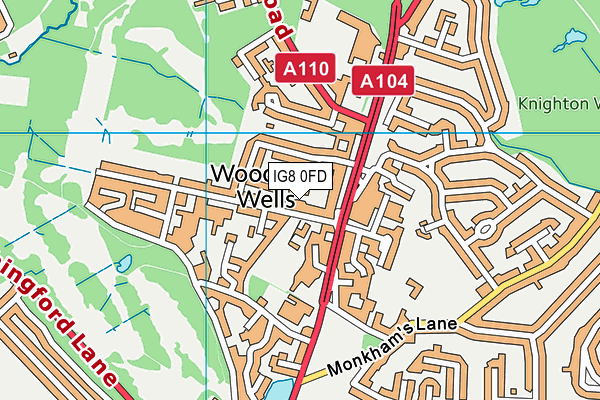 IG8 0FD map - OS VectorMap District (Ordnance Survey)