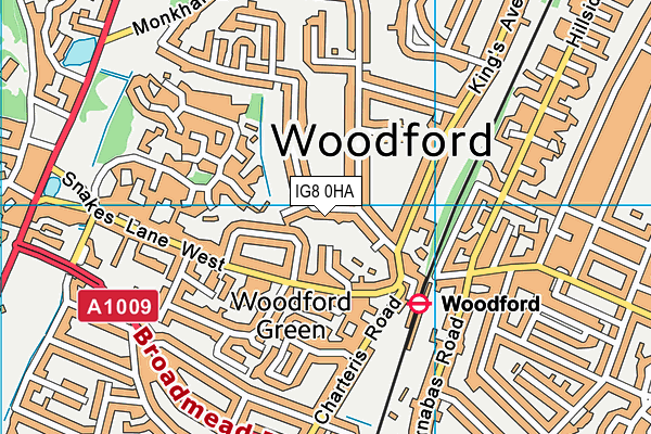 IG8 0HA map - OS VectorMap District (Ordnance Survey)