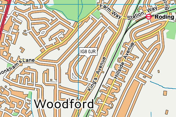 IG8 0JR map - OS VectorMap District (Ordnance Survey)
