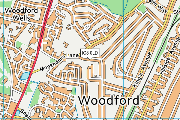 IG8 0LD map - OS VectorMap District (Ordnance Survey)