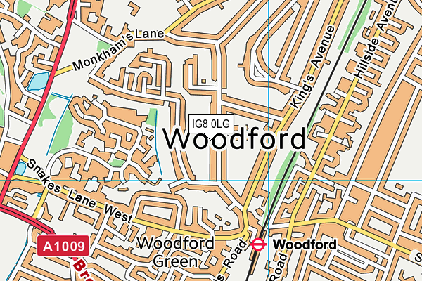 IG8 0LG map - OS VectorMap District (Ordnance Survey)