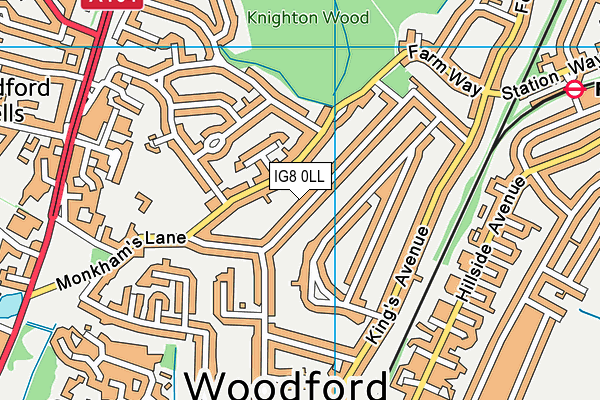 IG8 0LL map - OS VectorMap District (Ordnance Survey)